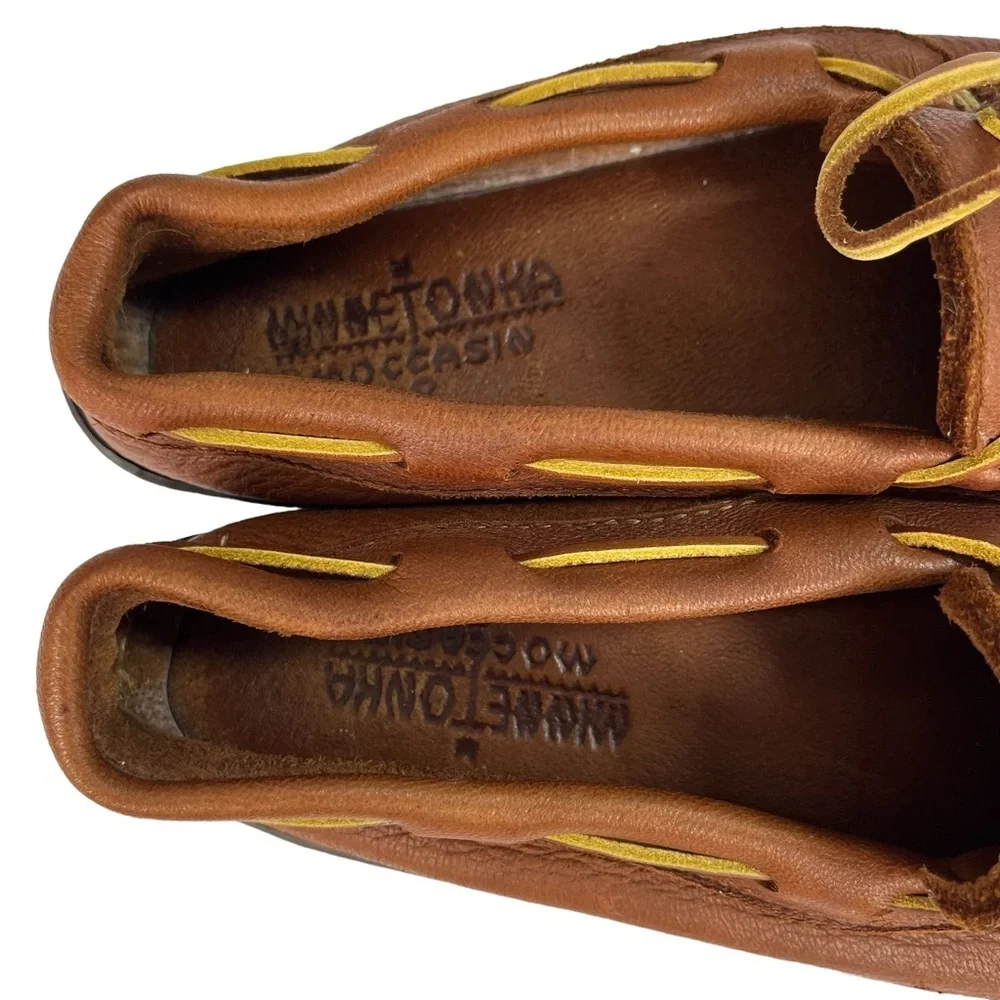 Minnetonka Moccasin Brown Leather Loafers Size Please See Measurements‎